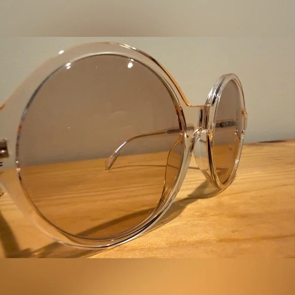 CELINE CL400511 Round Sunglasses MSRP $430 Pink Translucent 400511 - Picture 11 of 13